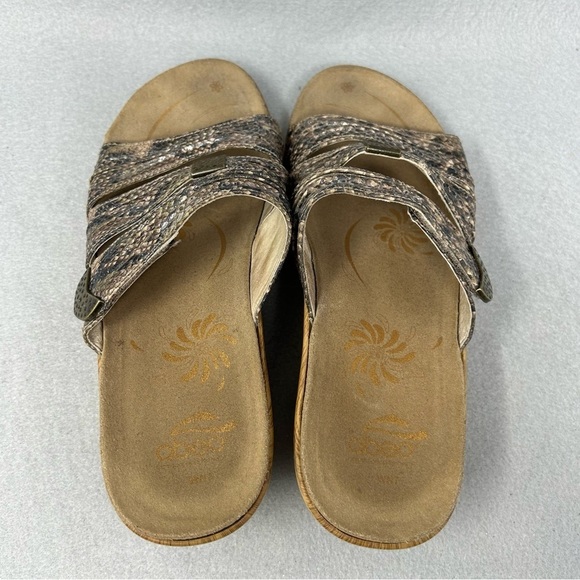 Abeo Darcy Sz 7 Dress Sandal Wedge Platform Slide Adjustabl Snake Print Leather - Picture 9 of 12